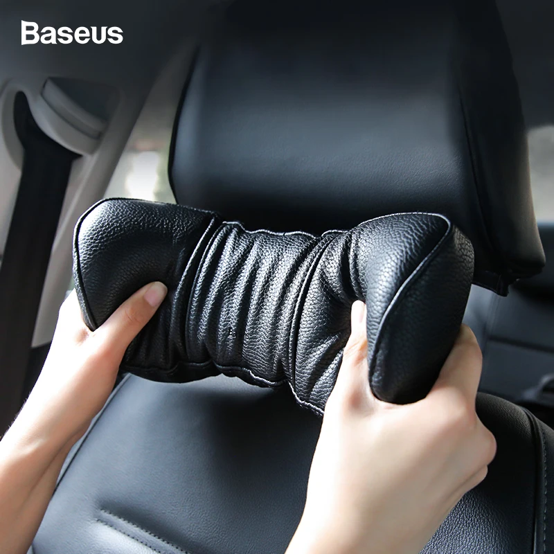 Baseus подушка для шеи автомобиля из искусственной кожи, подушка для шеи с пружинной амортизацией, регулируемая Автомобильная подушка для подголовника с эффектом памяти, подушка для сиденья, подушки для шеи
