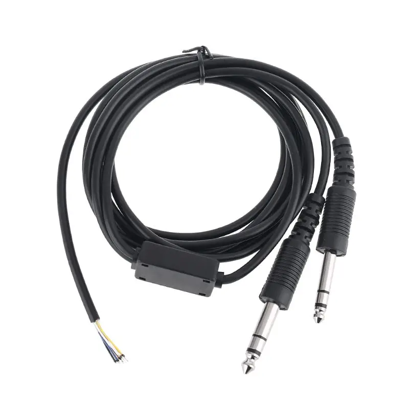 200cm DIY Aviation Headset Dual plug Aircraft Headphones Replacement Cable Durable Mono Audio Cable Line Cord