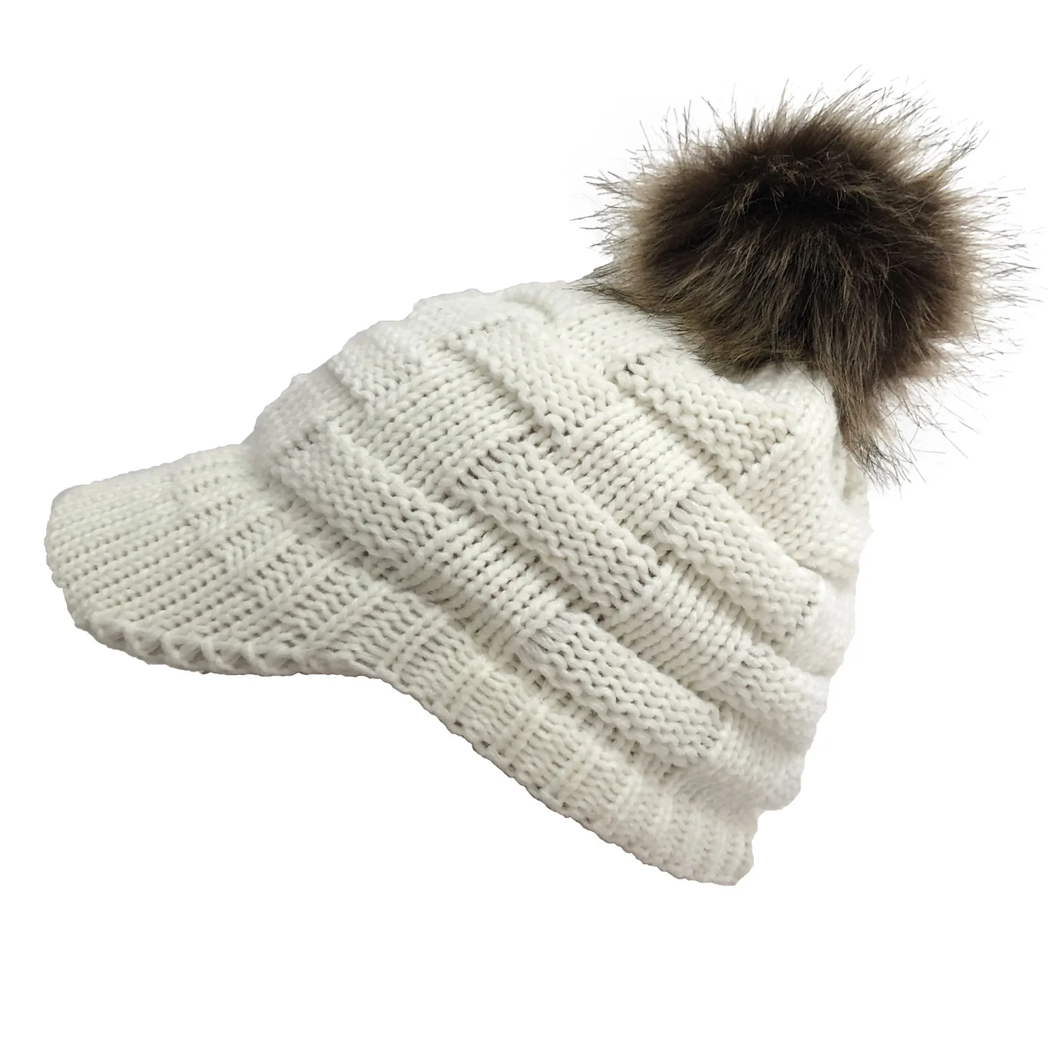Горячая осень зима шапки импортные товары взрывы конский хвост волосы мяч вязаная шапка двойного назначения шерсть женская шапка - Цвет: 1