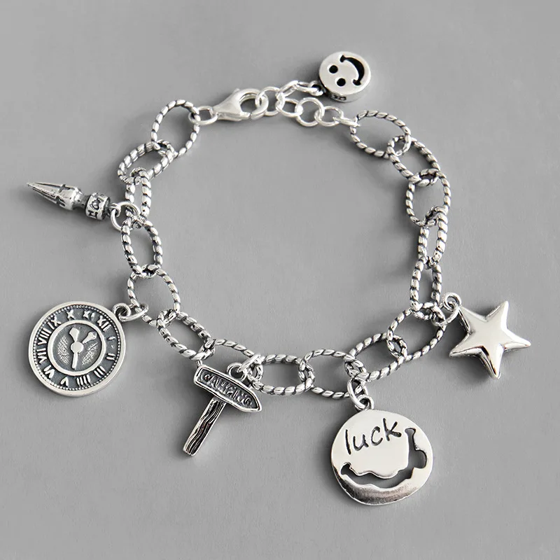 EDS, серебро 925, ювелирное изделие, женский кулон, браслеты, 925 пробы, серебро, винтажный готический браслет, кисточка, цепь, браслеты в стиле панк