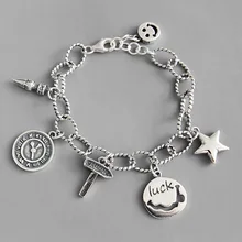 EDS, серебро 925, ювелирное изделие, женский кулон, браслеты, 925 пробы, серебро, винтажный готический браслет, кисточка, цепь, браслеты в стиле панк