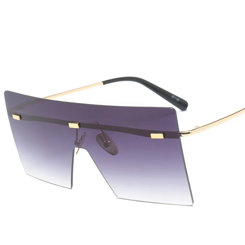 Негабаритные Квадратные Солнцезащитные очки без оправы для женщин модные брендовые дизайнерские плоские верхние очки Oculos De Sol Feminino большие Оттенки для мужчин