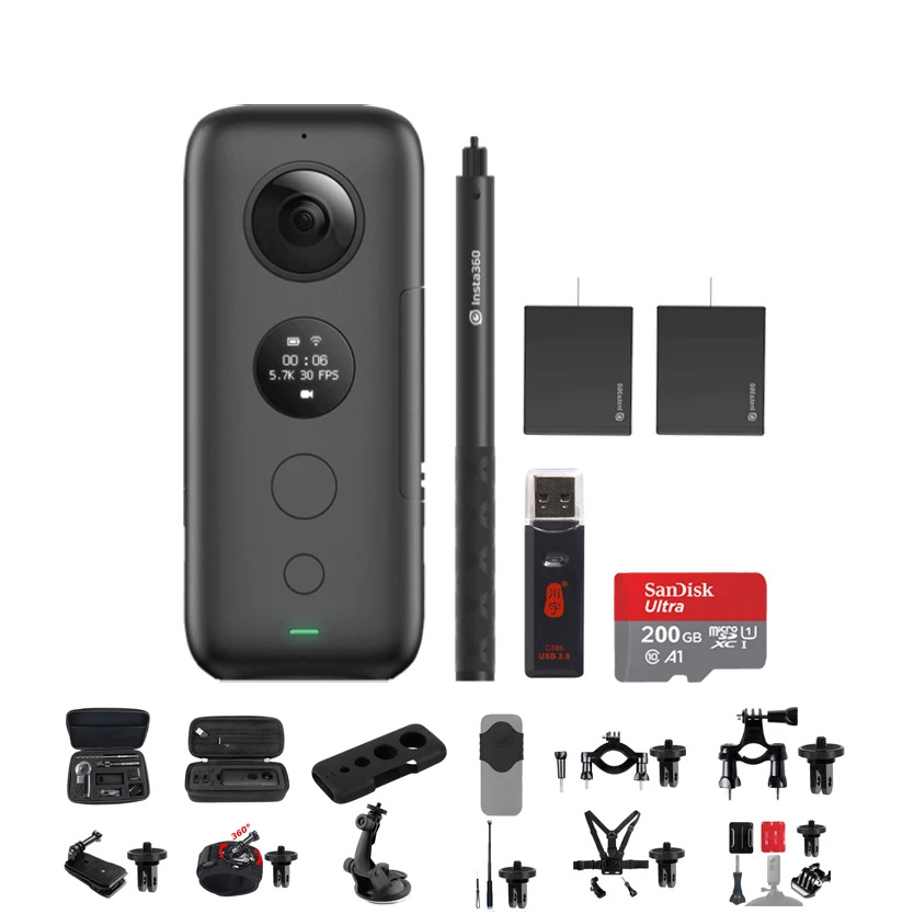 Insta360 ONE X 5,7 K VR 360 панорамная экшн-камера для iPhone и Android Insta360 one x gps Пульт дистанционного управления insta 360 Батарея - Цвет: Bundle 10