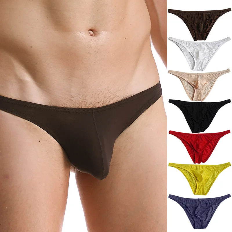 

Men Sexy Underwear Ultra Thin Briefs Low Rise Underpants Soft Semi See Through Male Panties Solid Breathable G-Strings