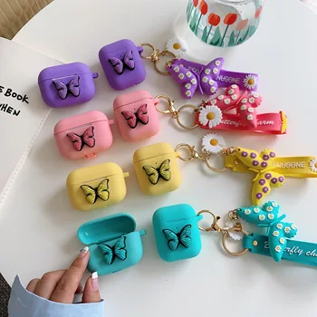

Suitable for Apple Airpods I12 Protective Case Wireless Bluetooth Headphones Cartoon Airpods Silicone Keychain with Cute Butterf