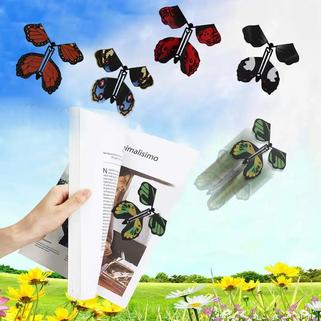 PW TOOLS 10 Pezzi Magic Flying Butterfly Sorpresa Farfalla Elastico Farfalla Carica Farfalla Giocattolo per Regali di Compleanno Carte Regalo Regali a Sorpresa 