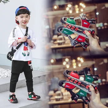 

Summer children sandals boys fashion hollow out beach sandals soft comfortable space mesh non-slip casual toddler kids sandals