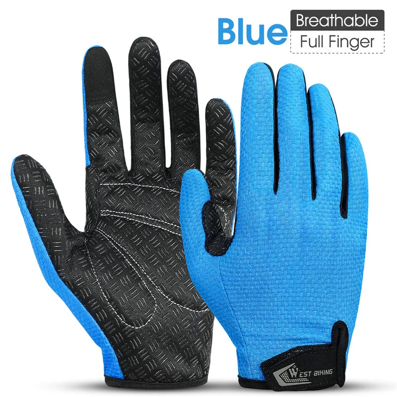 WEST BIKING-guantes de ciclismo para hombre, manoplas transpirables  antideslizantes para pantalla táctil, para deportes al