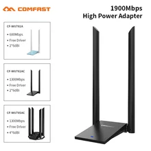 Adaptateur WiFi USB, récepteur de carte réseau sans fil double bande 2.4G/5Ghz, 2 antennes 6dbi pour ordinateur portable et de bureau