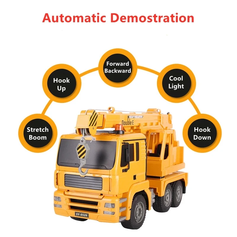 Simulation Lifted Crane 2.4G Remote Control Crane Light Can Lifted UP & Down All Round Driving Programm Demo Engineering Vehicle 2