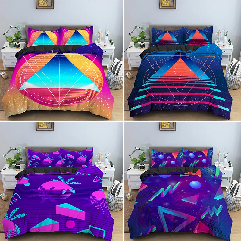 80s 90s Modern Retro Neon Bedding Set 