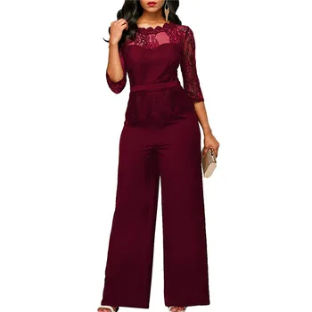 

Summer Women Sexy Jumpsuit Summer Fall Bodycon Lace Sleeve Playsuit Female Fashion Jumpsuit&Romper Long Trousers Party Clubwear