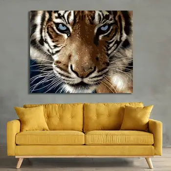 

Picture Tigers DIY Painting Animals Modern Wall Art 40x50cm Hand Painting Numbers By Oil Kits Painted V2V8