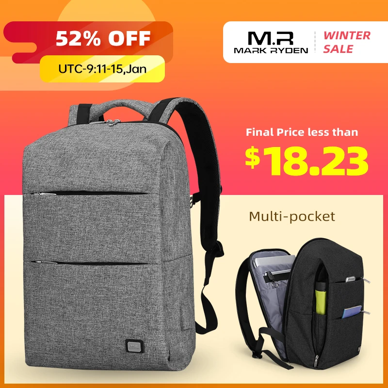 Mark Ryden New Men Backpack For 15.6 Inch Laptop Backpack Large Capacity Stundet Backpack Casual Style Bag Water Repellent