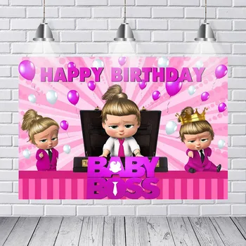 

Photography Backdrops Boss Baby Photography Backdrop Girls 1st Birthday Hot Pink Photo Background Vinyl Photo Booth Props