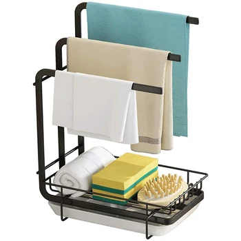 

Sponge Holder with Drain Pan for Kithcen Sink Kitchen Counter Organizer Sponge Brush Soap Dish Dishcloth Rack