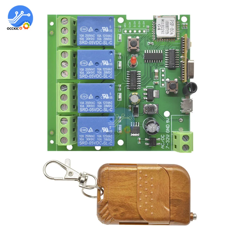 DC5V DC5-32V AC 220 В wifi релейный модуль 4CH умный переключатель дистанционное управление 433 МГц рч приемник таймер релейный модуль для умного дома