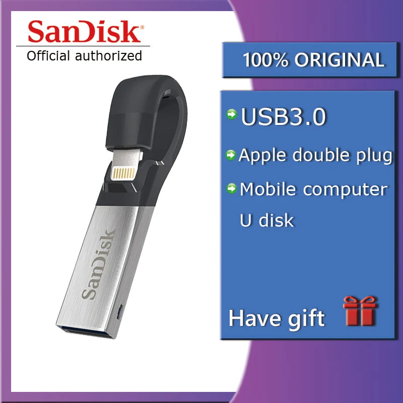 SanDisk SDIX30N OTG USB флэш-накопитель 128 ГБ 16 ГБ флеш-накопитель USB 3,0 64 Гб флешки 32 Гб USB флешка для iPhone iPad iPod APPLE MFi