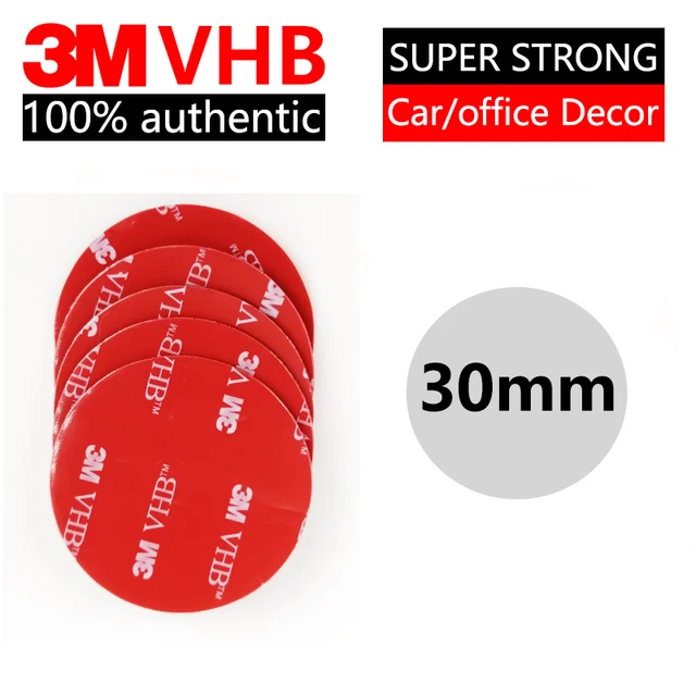 3M Super Strong VHB Double Sided Tape Waterproof No Trace Round Self Adhesive Acrylic Pad Two Sides Sticky For Home/Car Round 30mm