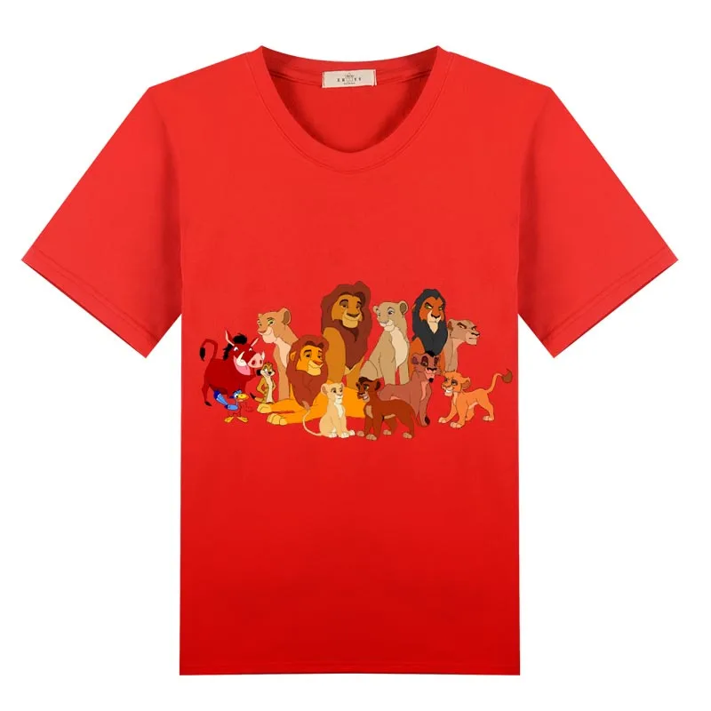 red Хлопок, цветная футболка с рисунком льва Simba для мальчиков и девочек, летняя футболка для детей 2, 4, 6, 8, 10, 12, 14 лет - Цвет: red
