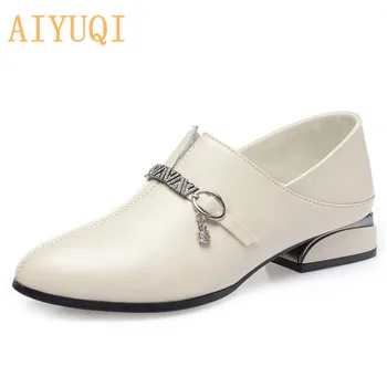

AIYUQI Genuine Leather Autumn Shoes Women 2020 New Fashion Pointed Women Shoes Large Size 41　42　43 Low Heel Casual Ladies Shoes