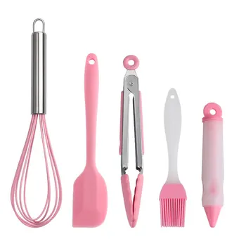 

5Pcs/Set Silicone Cooking Tool Sets Egg Beater Spoon Spatula Oil Brush Kitchenware Kitchen Utensils Cooking Tool Kit