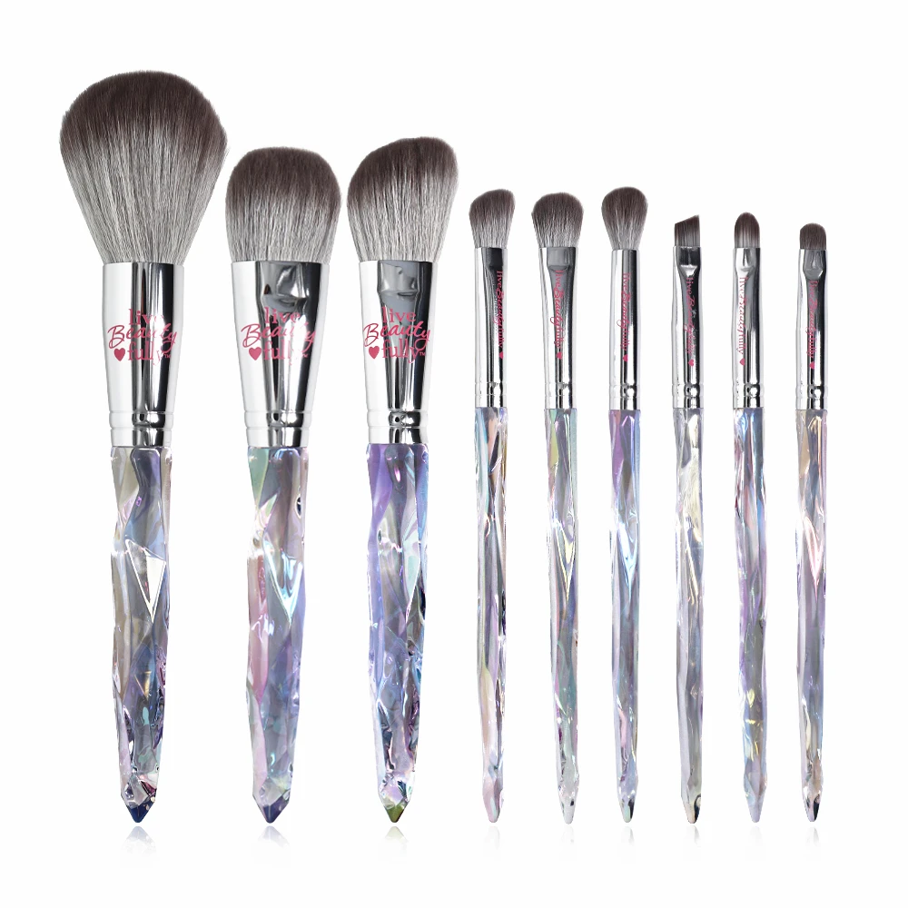 Live beauty полностью 9 шт. набор кистей для макияжа Алмазная лазерная ручка синтетических волос Радужный набор инструментов кистей