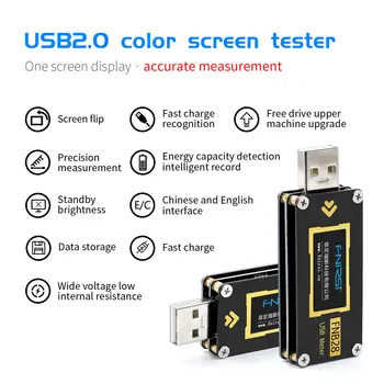 

FNB28 Current And Voltage Meter USB Tester QC2.0/QC3.0/FCP/SCP/AFC Fast Charging Protocol trigger Capacity Test