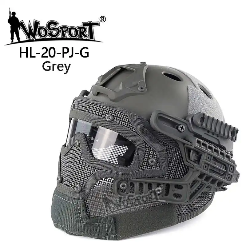 Milirary страйкбол Пейнтбол Интегрированный шлем безопасности Охотничий Тактический шлем с маской CS Wargame Армия Полное покрытие шлемы - Цвет: GREY