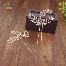 TOPQUEEN HP60 нежная шпилька для невесты аксессуар свадебное головное украшение ручной работы со стразами свадебные заколки для волос свадебное украшение для волос Золотые зажимы