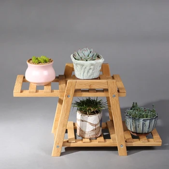 

Plant Rack, Wood Stepping Style Flower Succulents Leaves Pot 3 Shelves Stand for Indoor Outdoor Garden Greenhouse