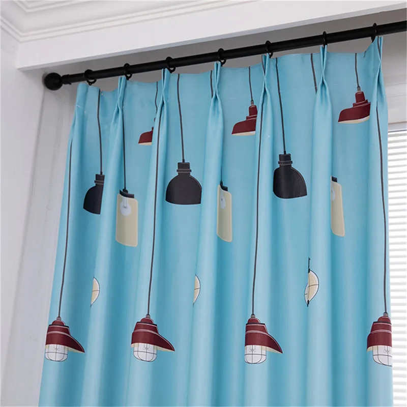 Cartoon Print Blackout Curtains Polyester Window Curtains Blinds Drapes For Living Room Home Decoration - Цвет: blue