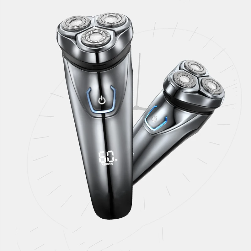 Мужская моющаяся USB перезаряжаемая электробритва Беспроводная умная бритва Водонепроницаемая бритвенная машинка для стрижки бороды - Цвет: silver