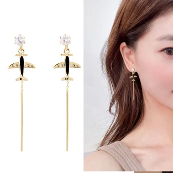 

Fashion Simple Long Aircraft Chain Rhinestone Earrings New Tassel Dangle Earrings for Women Ear Line Party Wedding Jewelry Gift