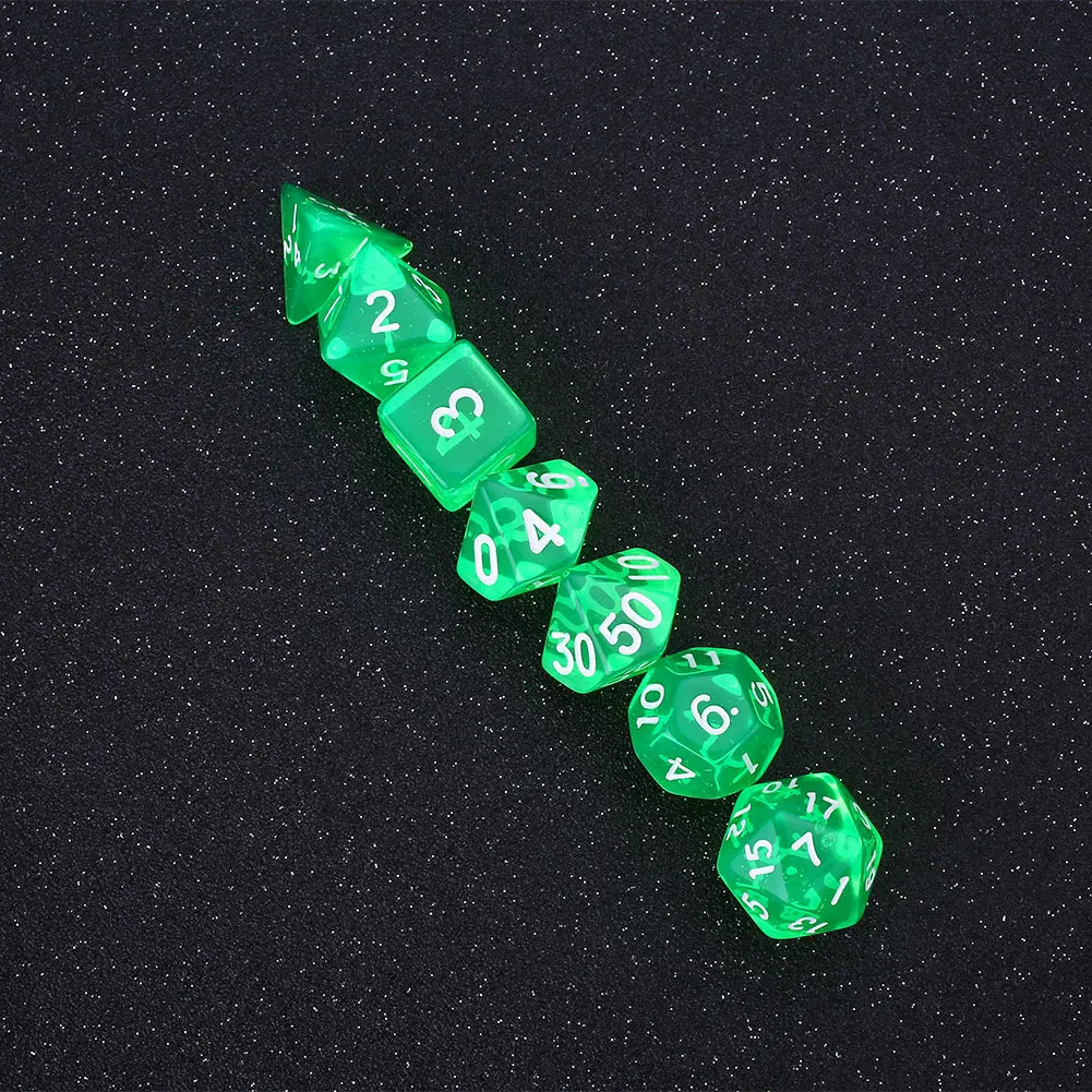 7Pcs Gem Transparent Dice RPG Games Party KTV For Families Friends Adults