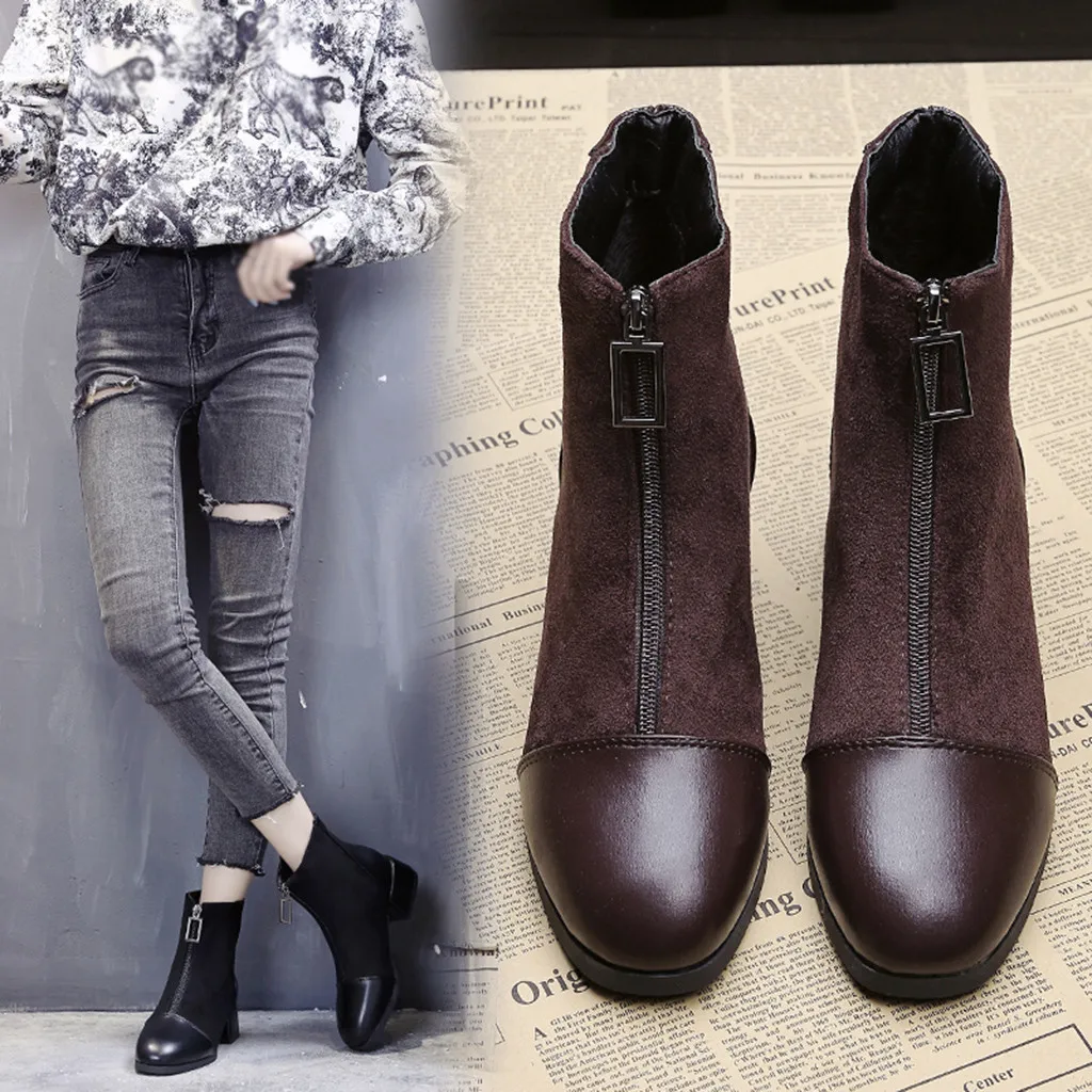 

2020 autumn Winter new Women Ladies Ankle Booties Round Toe Solid Boots Casual Outdoor Shoes winter women martin boots new #O13