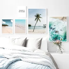Beach Ocean Coconut Tree Sky Quote Wall Art Canvas Painting Nordic Posters And Prints Wall Pictures For Living Room Home Decor
