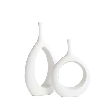 

NORDIC SIMPLE CERAMIC STEM FLOWER VASES HOLLOW VASE FLORAL ORNAMENTS HOME LIVING ROOM COUNTERTOP DECORATION FLOWER INSERT R1785
