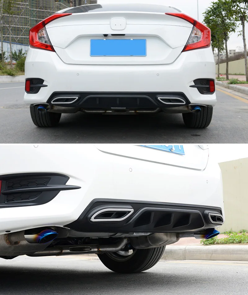 Синий нержавеющий автомобильный глушитель для выхлопной трубы для Honda Civic 10th- с логотипом