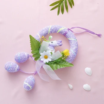 

Easter Cute style Rabbit Dolls Children Toy Round ring DIY Hanging Ornaments Kids Birthday Kindergarten Party Decoration Crafts