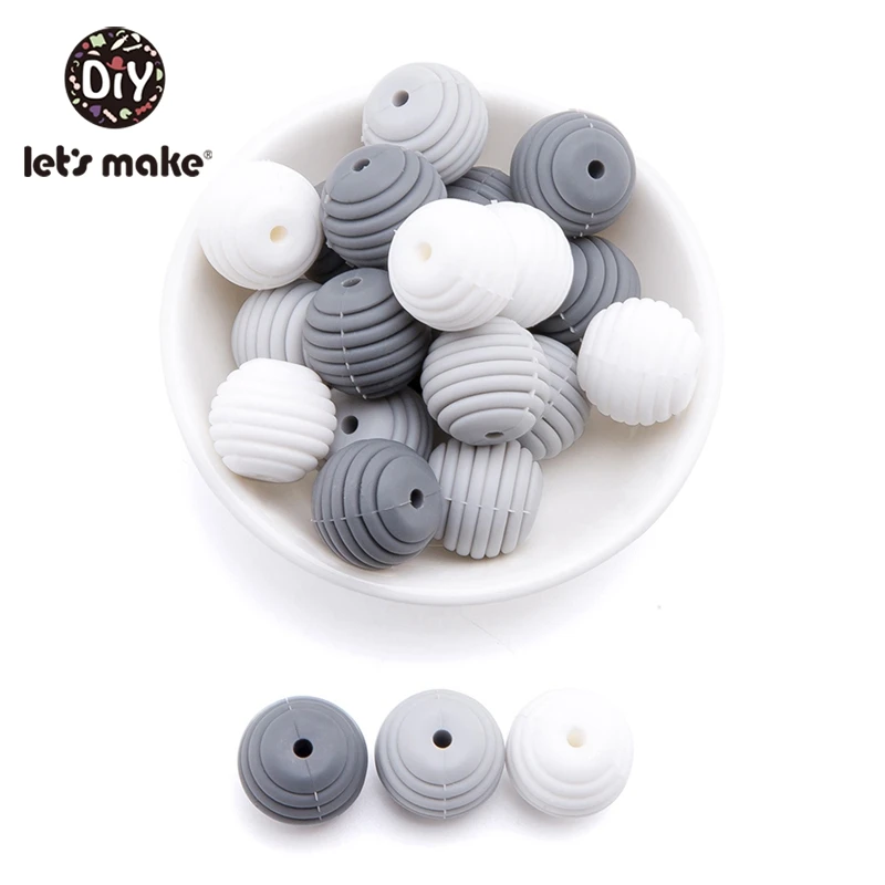 Let'S Make, 20 шт., Детские Прорезыватели для зубов, DIY, силиконовые бусины для детей, погремушка, игрушки на кроватку, мобильный жемчуг, бусины, Прорезыватель для зубов, силиконовый Прорезыватель для зубов