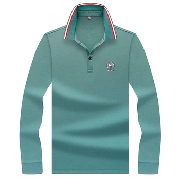 

High Quality 3D Embroidery Polo Shirt men's Long sleeve 100% cotton polo shirt 2020 New Arrivals Male Casual Business Polos