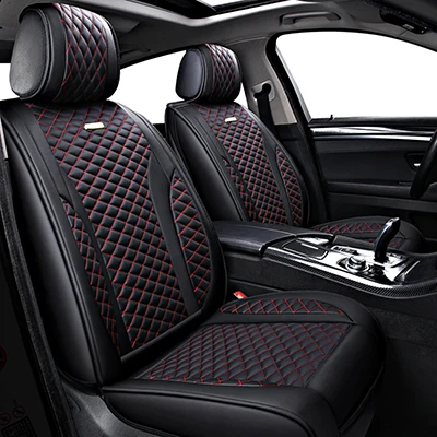 Кожаные чехлы для автомобильных сидений mg zs mg3 mini clubman cooper r56 countryman - Название цвета: Black Red no pillow