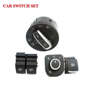 

shipping ! chrome headlight mirror window switch button for volkswagen vw passat b6 eos golf 5 6 r32 gti mk5 mk6 4pcs / kit