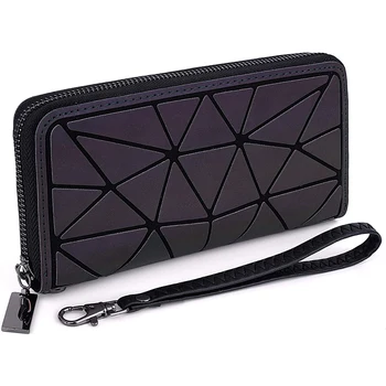 

Female Wallet Zipper Slim Clutch Purse Fashion Geometric Luminous Handbag Long Money Bag Card Holder