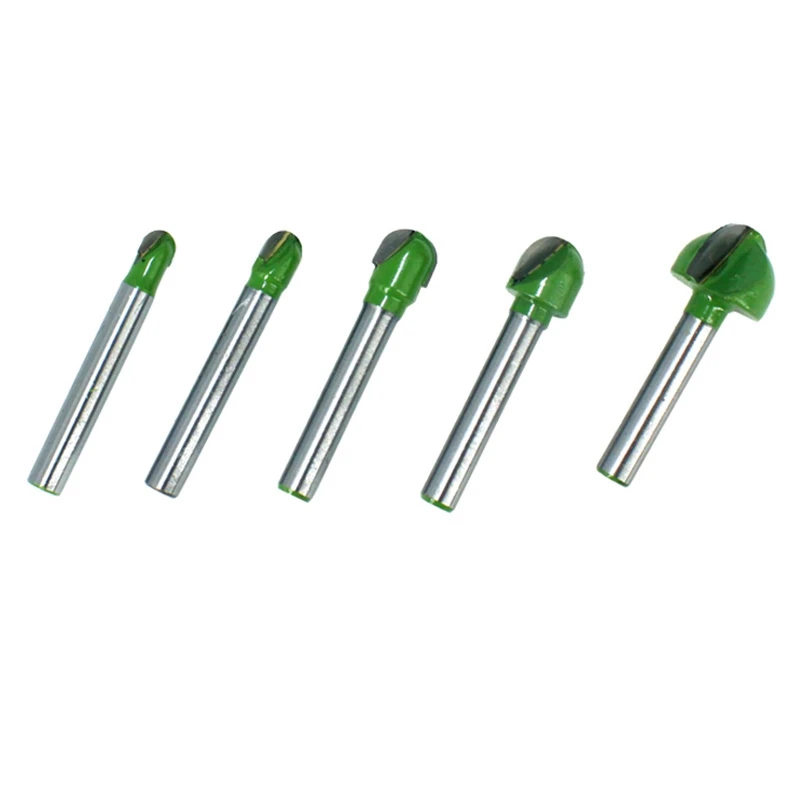 5Pcs 6Mm Shank Ball Nose Router Bits Set End Mill Round Cove Box Solid Carbide CNC Radius Core Milling Bit