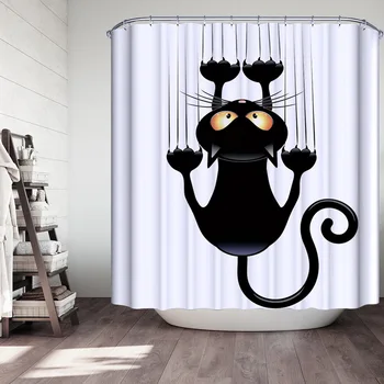 

Cat Bath Shower CurtainBathroom Curtain Fabric Curtains For Bathroom Summer Waterproof Cat Shower Curtains