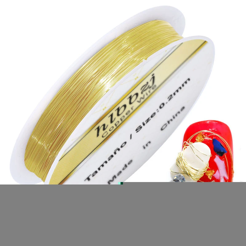 20 м 1 рулон медной проволоки для украшения ногтей Очаровательная линия DIY Дизайн 3D Советы золотые серебряные стразы ювелирные изделия маникюрные принадлежности - Цвет: Light gold