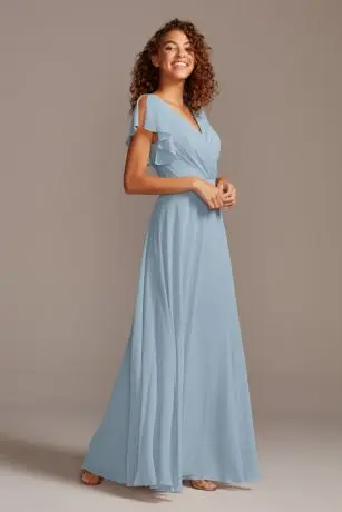 Flutter sleeve full skirt bridesmaid dress Clearance