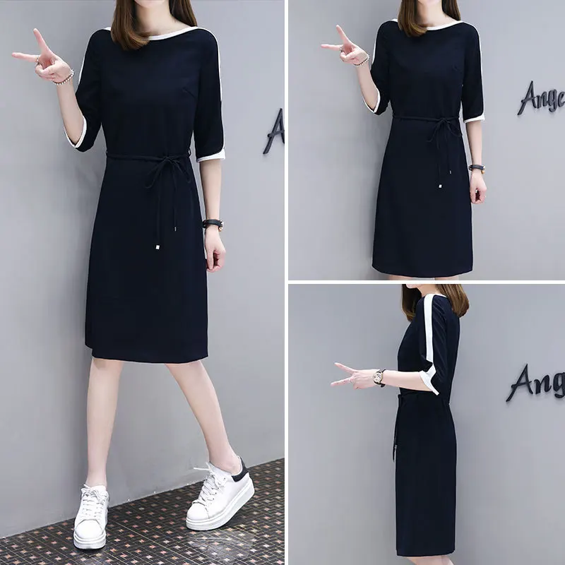

2019 Spring And Autumn New Style Korean-style WOMEN'S Wear Large Size Elegant Mid-length Dress Women's Fashion Straight Skirt Ch